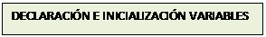 Cuadro de texto: DECLARACIÓN E INICIALIZACIÓN VARIABLES